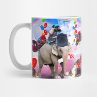 Cute Dog Riding Elephant in Space Mug